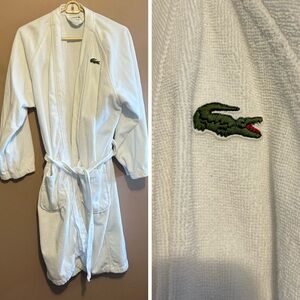 Lacoste Men’s Robe White Terry Cloth 100% Cotton Logo